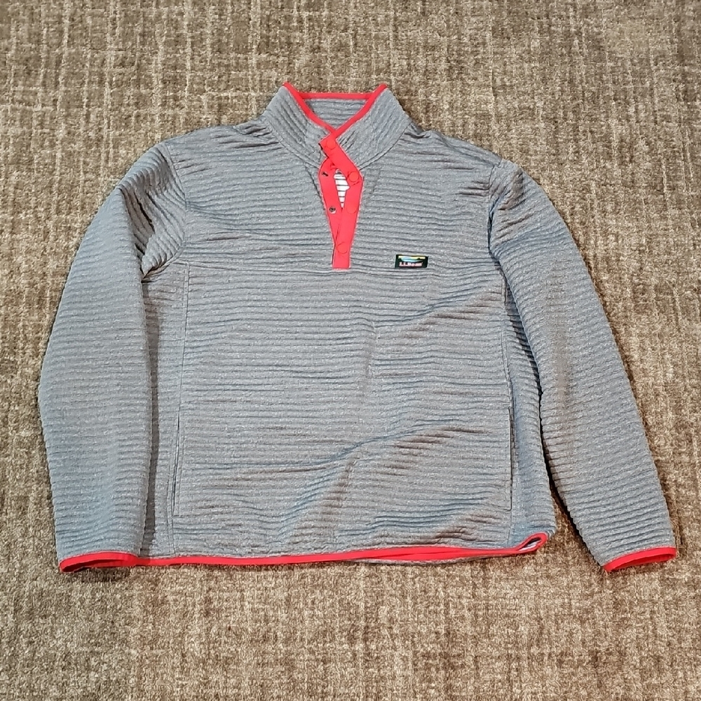 L.L. Bean Men's Zip Up Sweater in Gray and Red